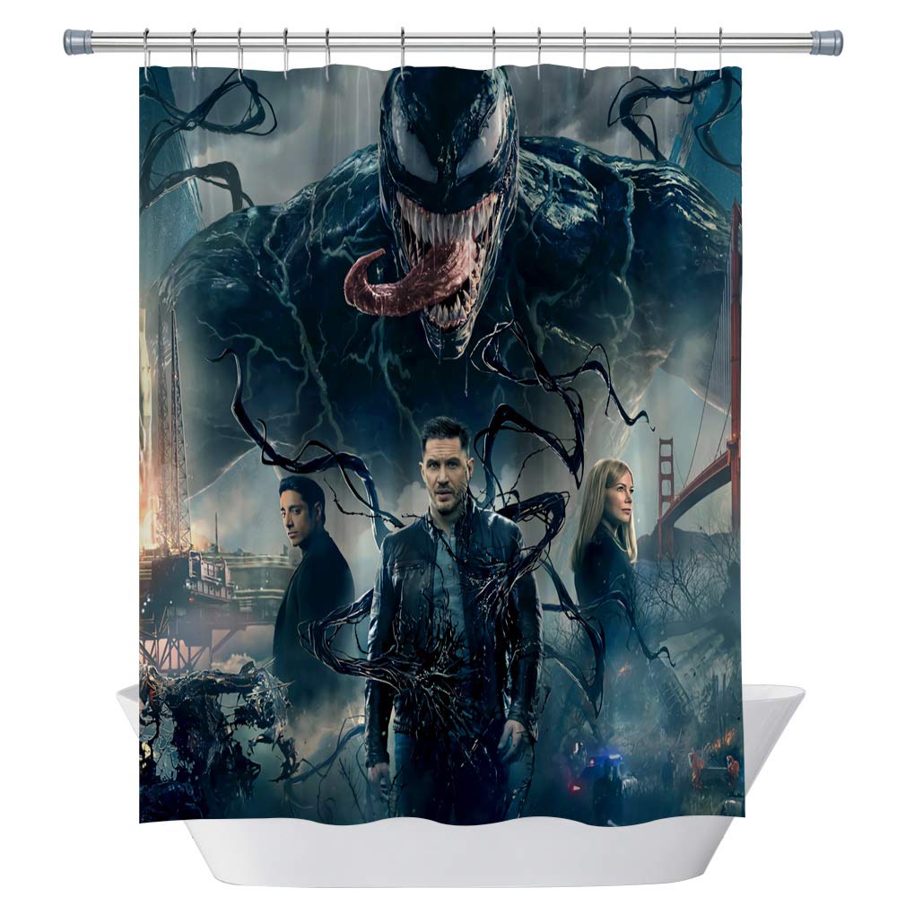 Chenghui Marvel Shower Curtain Inverse Superhero Alien Monster Venom Protector Movie Poster Bathroom Decor Set With Hooks 71x71 Inchs Polyester Black Gray Amazon In Home Kitchen
