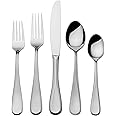 Mikasa Bravo Flatware Service for 8 with caddy, 18/10 Stainless Steel, Silverware Set with Serving Utensils and Expandable Caddy, 52 Piece