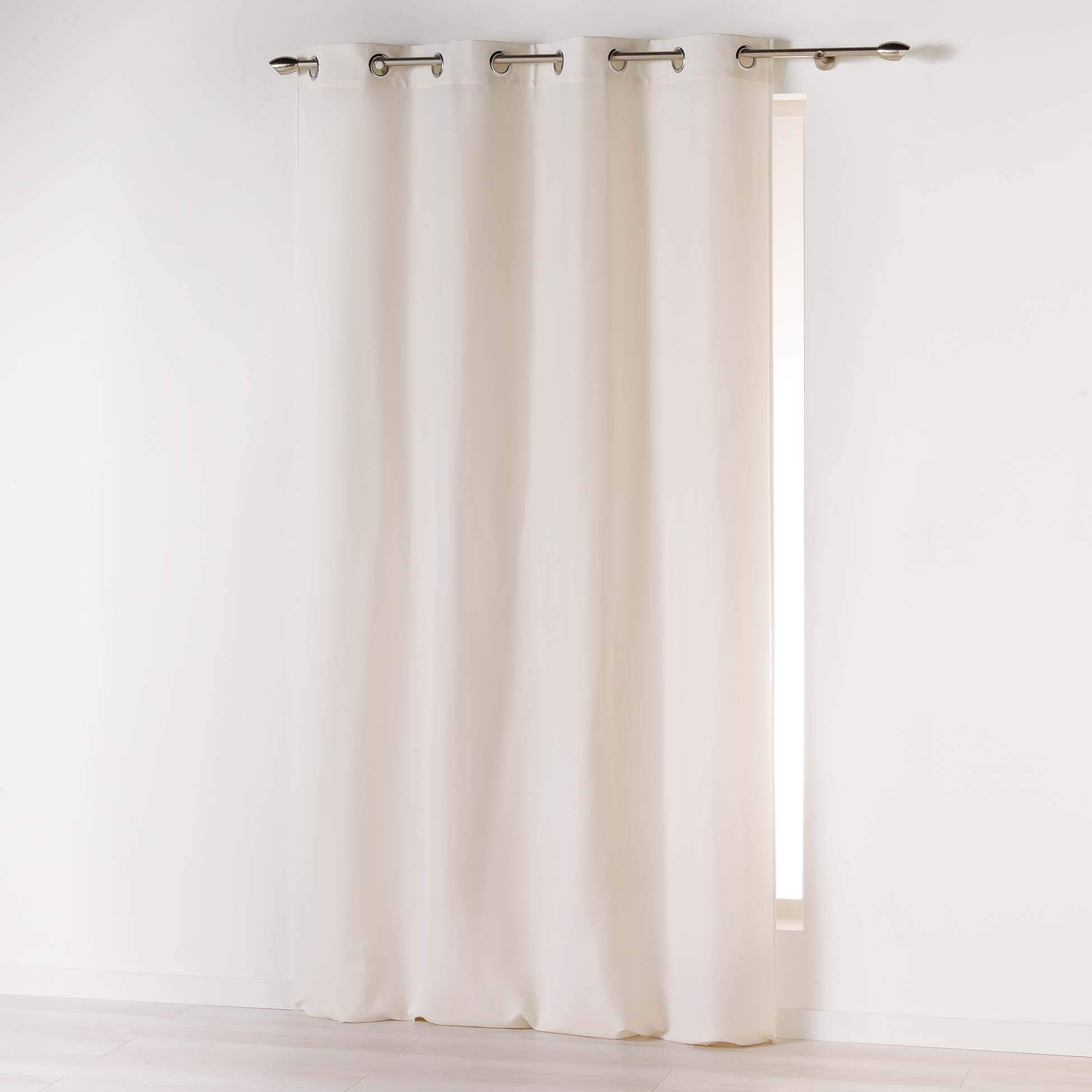 Douceur d'Intérieur Absolu Microfibre Curtain with Eyelets, Plain, Polyester, polyester, natural, 140 cm x 260 cm