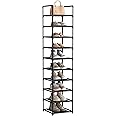 SONGMICS Shoe Rack, 10 Tier Shoe Shelf, Shoe Storage Organizer, Space-Saving, 13 x 13 x 68.1 Inches, Metal Frame, Non-Woven Fabric Shelves, for Entryway, Bedroom, Black ULSR110B02