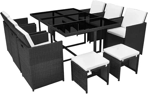 Festnight 27 Piezas Conjunto de Mesas y Sillas de Ratán para Jardín