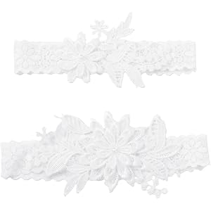 Sibba 2 Pcs Wedding Garters for Bride Bridal Garter Set Lace Floral Garter Bridal Accessories Wedding Day Essentials Toss and