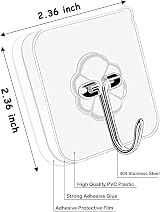 Pubiao 12 Pack Transparent Adhesive Hooks for Kitchen & Bathroom view 2