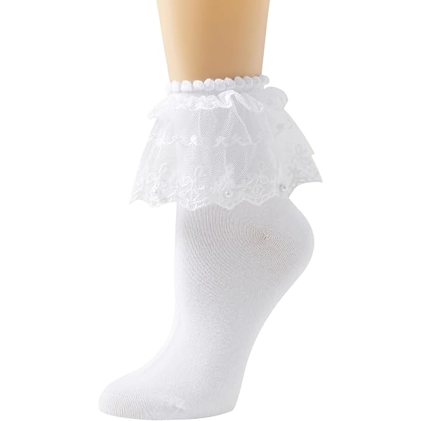 Women's Lace Ankle Socks - Short Frilly Ruffle Cotton Lolita Princess Style Socks