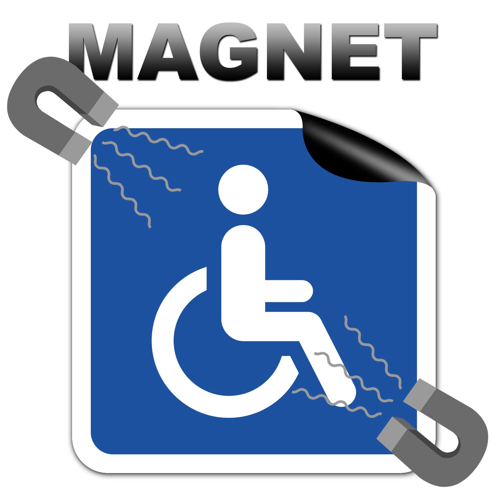 Magnetic Sign Wheelchair I Car Sign Carriage of people with disabilities I Car magnetic foil I Incl. 2 car stickers I 10cm x 10cm