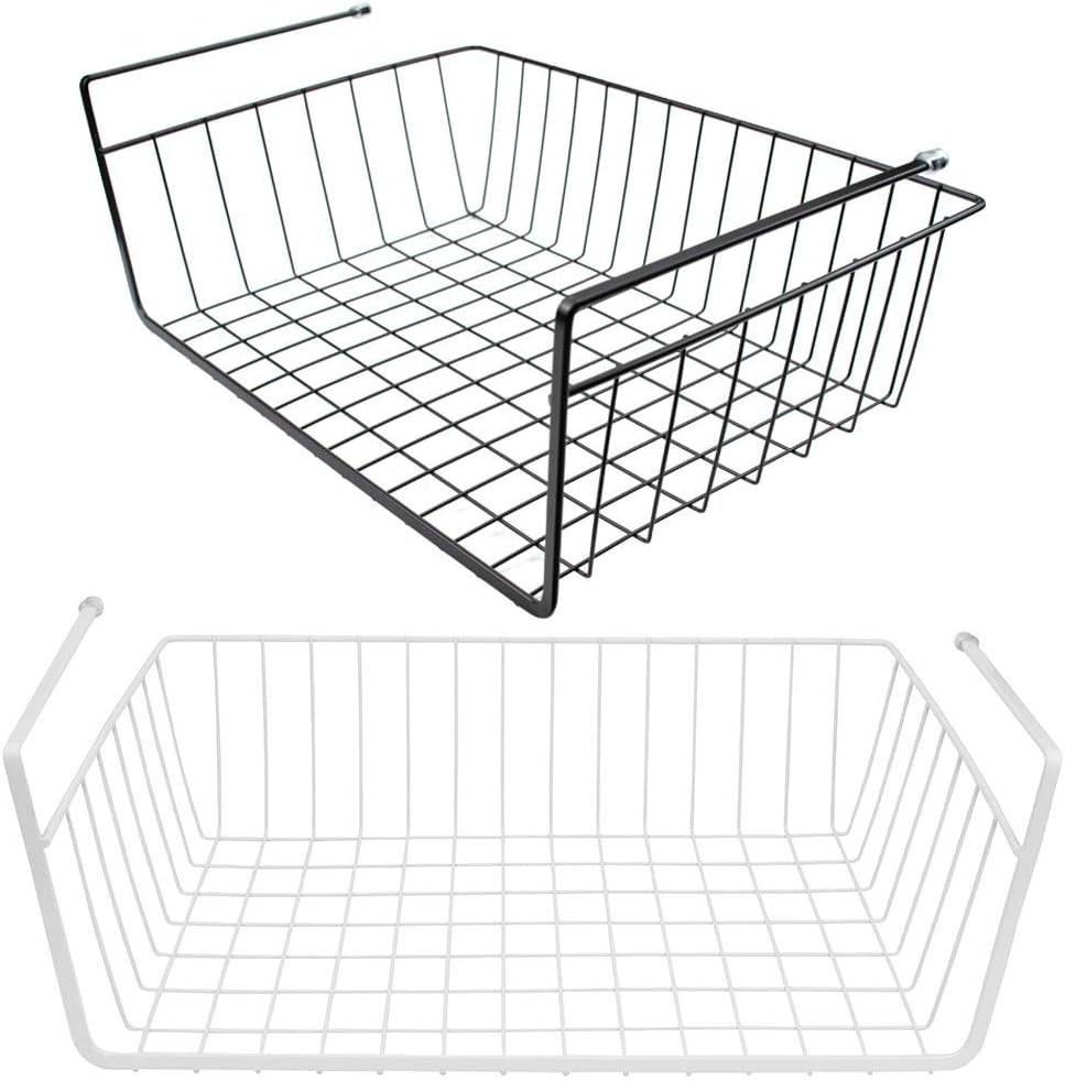 Lawei Under Storage Shelf Wire Basket Organizer Fit Dual Hooks