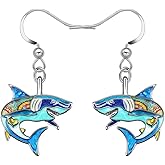 NEWEI Funny Enamel Whale Octopus Jellyfish Shark Earrings Seahorse Dangle Beach Jewelry for Women Hawaiian Gifts