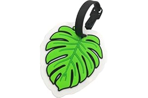QFSH Cute Silicone Luggage Tag for Women Men Funny Summer Vacation Theme Travel Bag Tags Identifier Suitcase Label Personalized luggage tags (Monstera leaf)
