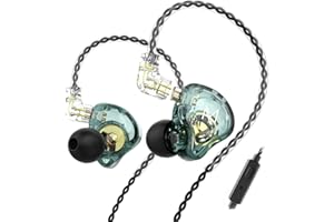 Sicanal TRN MT1 HiFi Earphone Dual Magnetic Dynamic Driver Sport Headphone in Ear Monitor Noise Cancelling Headset (with Mic, Green)