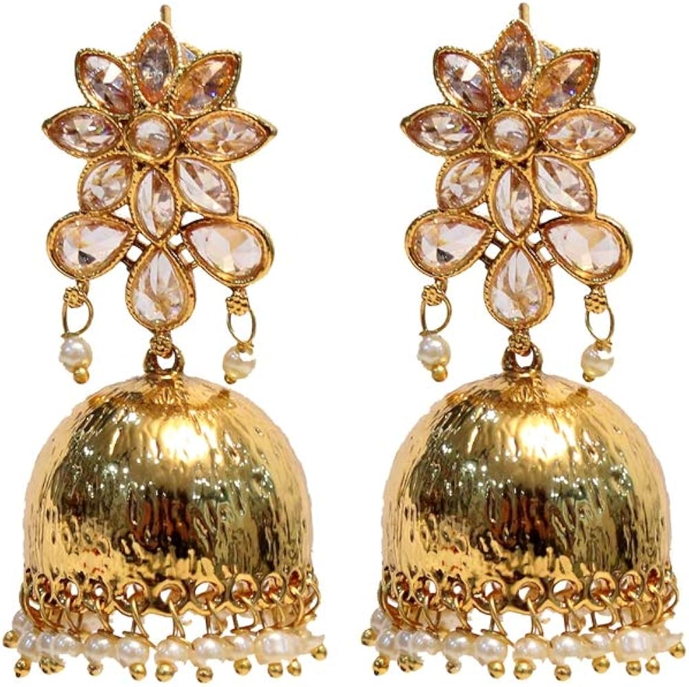 Indian Jewelry/Jhumka Bollywood Indian Gold Kundan Earrings