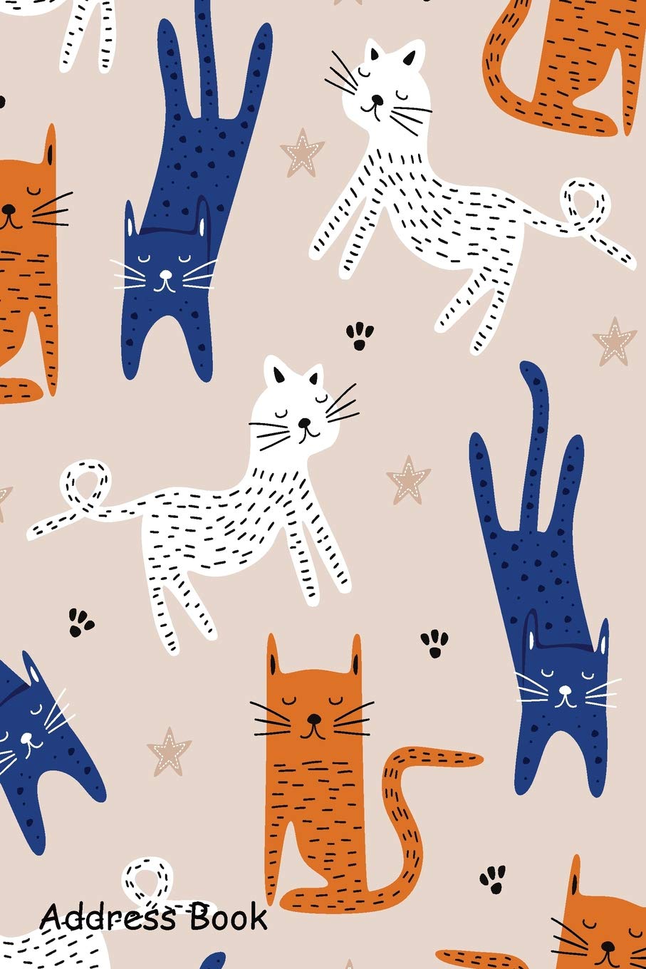 Address Book: For Contacts, Addresses, Phone, Email, Note,Emergency Contacts,Alphabetical Index With Cute Cat Hand Drawn Childish Drawing Pattern