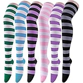 CISMARK Womens Long Striped Socks over Knee Thigh High Socks Stocking