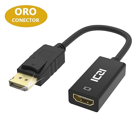 DisplayPort auf HDMI Adapter Full HD 1080P, ICZI Vergoldet DP auf HDMI Kabel mit HDTV Audio Konverter für PC, Laptop (Schwarz