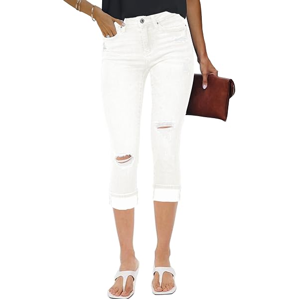 Lola Jeans Women's High Rise Capri - Ecru Denim With Rose Gold Trim & Contrast Stitching, 20" Inseam - View #2