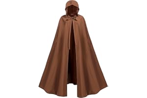 SightYoung Women Renaissance Cloak with Cuffs,Druid Cloak with Hood, Adult Women Hobbit Cloak,Medieval Costume Cloak Women