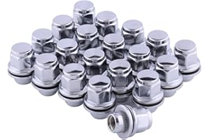 WabtvkonMag Lug Nuts M12x1.5 Lug Nuts Chrome Lug Nuts with Washer Set of 20 Hex 13/16'' (21mm) 1.46''x1.18'' OEM lug nuts 12x
