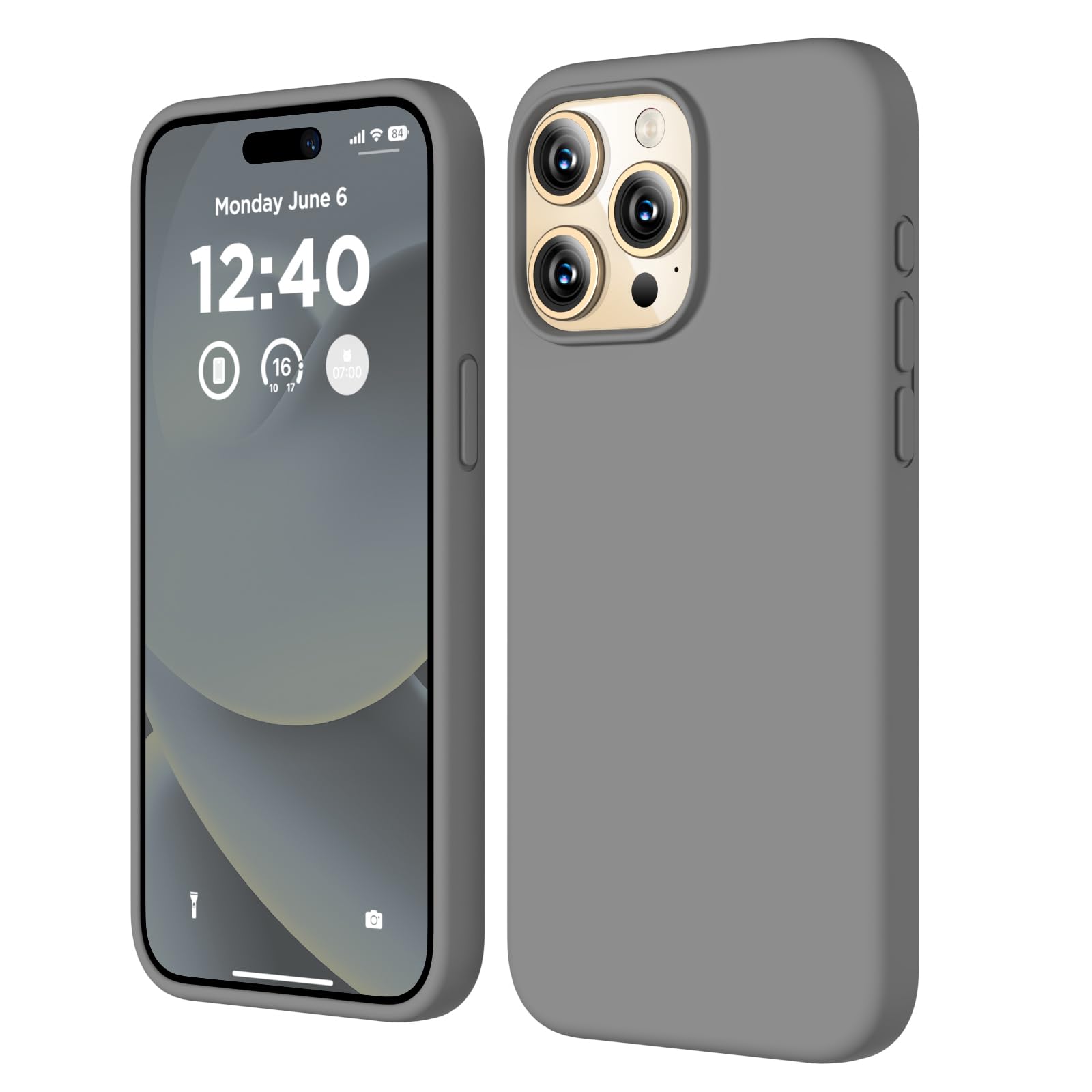 COFFKER Compatible with iPhone 15 Pro Max Case, Liquid Silicone Case, Full Body Shockproof Protective Cover Slim Thin Phone Case with Soft Anti-Scratch Microfiber Lining, 6.7 inch-Space Gray