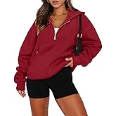 onlypuff Women Half Zipper Pullover Sweatshirt Long Sleeve Hoodies Kangaroo Pocket Fleece Basic Sweater