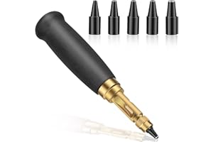 TLKKUE Adjustable Screw Hole Punch Automatic Hole Punch Tool with Black Wooden Handle Bookbinding Tool Leather Hole Punch with 6 Tips Size 1.5mm/2mm/2.5mm/3mm/3.5mm/4mm