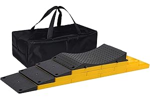 Homeon Wheels RV Leveling Blocks, Heavy Duty 6 Packs Camper Leveling Blocks with 4 Blacks Leveling Pads Prevent Yellow Black with Ramp