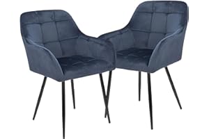 FlamingoCasa Modern Dining Accent Chairs: Set of 2 Kitchen Decor Furniture for Dinning Room - Velvet Upholstered Dining Chair with Arms & Black Metal Legs (Green)
