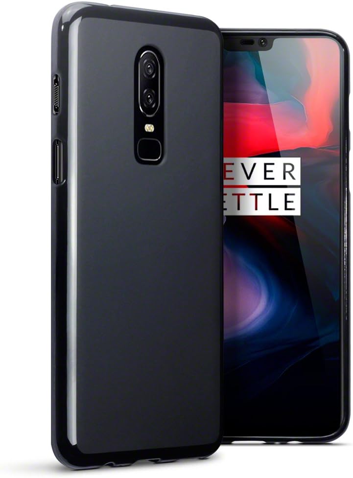 TERRAPIN, Compatible with OnePlus 6 Case, TPU Gel Cover - Solid Black Matte Finish