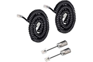Uvital Telephone Handset Cord Detanglers, 2 Pack Landline Handset Cord Cable 10Ft Uncoiled(1.2 Ft Coiled) and 2 Pack Anti-Tangle Untangler 360 Degree Rotating Swivel Cords(Black)