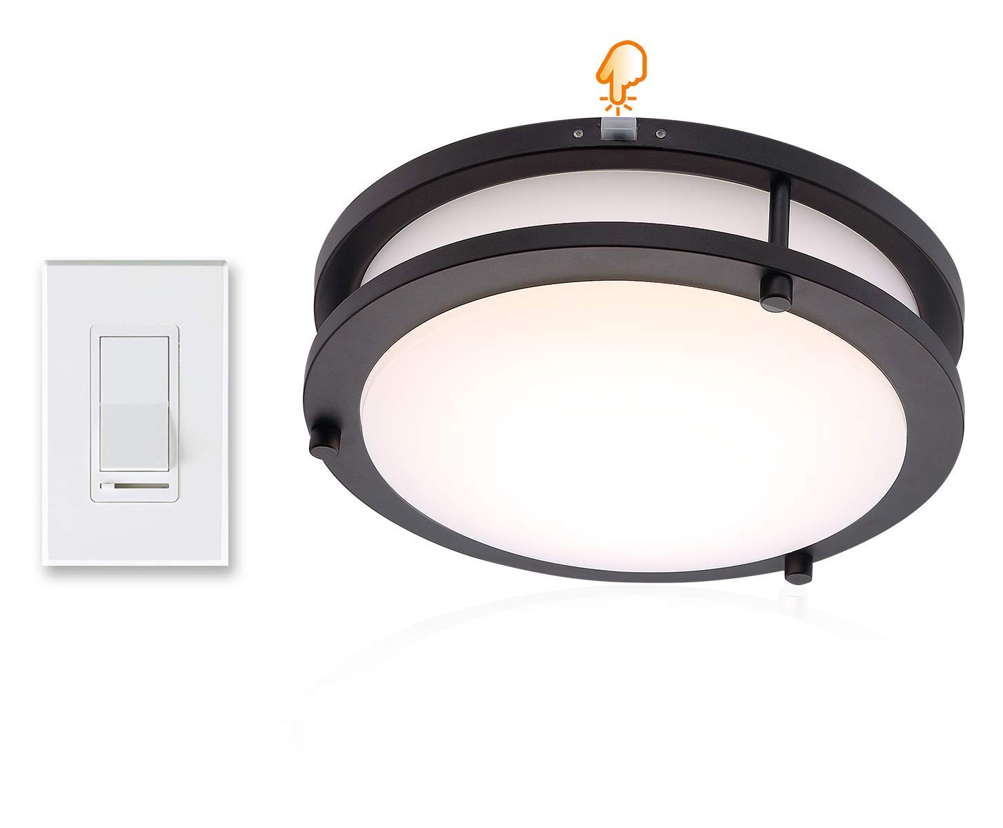 Cloudy Bay 3 Way Dimmer Switch and 10 inch 3 Color LED Flush Mount