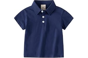 Toddler Boys Plain Polo Shirts Short Sleeve Cotton Baseball Shirt Lapel Button Solid Top Cotton Basic Undershirts