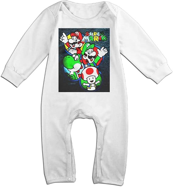 Super Mario Bros LOGO Baby Onesie Bodysuit Toddler Clothes Jumpsuits Longsleeve