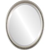 OVALCREST Oval Beveled Wall Mirror for Home Decor - Toronto Style - Silver Leaf with Brown Antique - 22" x 18"