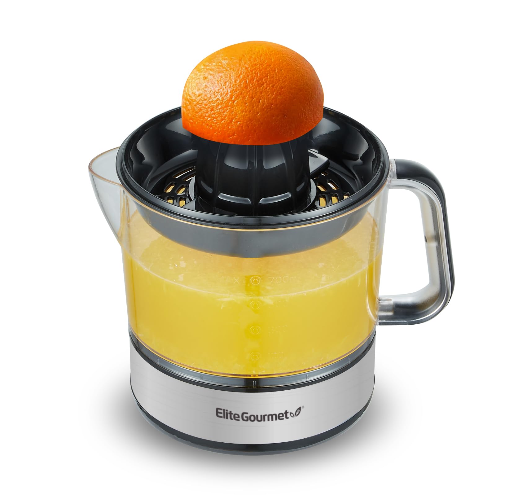 Photo 1 of Elite Gourmet ETS623 BPA-Free Electric Citrus Juicer, Compact, Large Volume, Pulp Control, Oranges, Lemons, Limes, Grapefruits with Easy Pour Spout, 24oz, Black/Stainless Steel