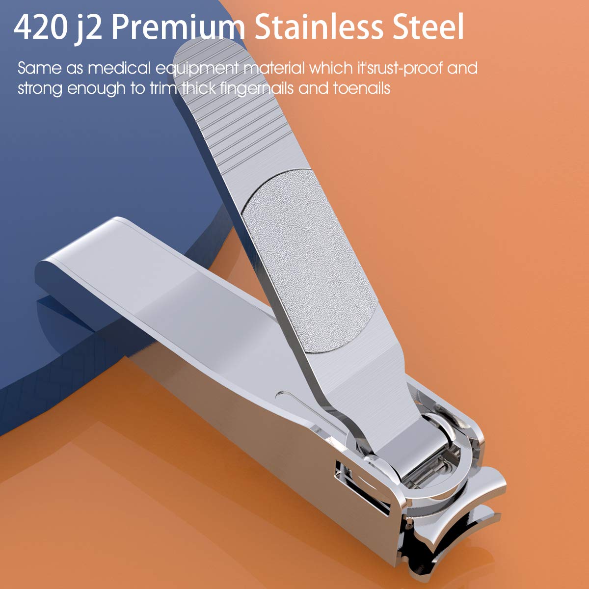 GLAMFIELDS Nail Clipper with Catcher, No Splash Fingernail Toenail Clipper Stainless Steel Nail Cutter Nail Trimmer for Men and Women, Packed with Leather Pouch, Silver: Beauty