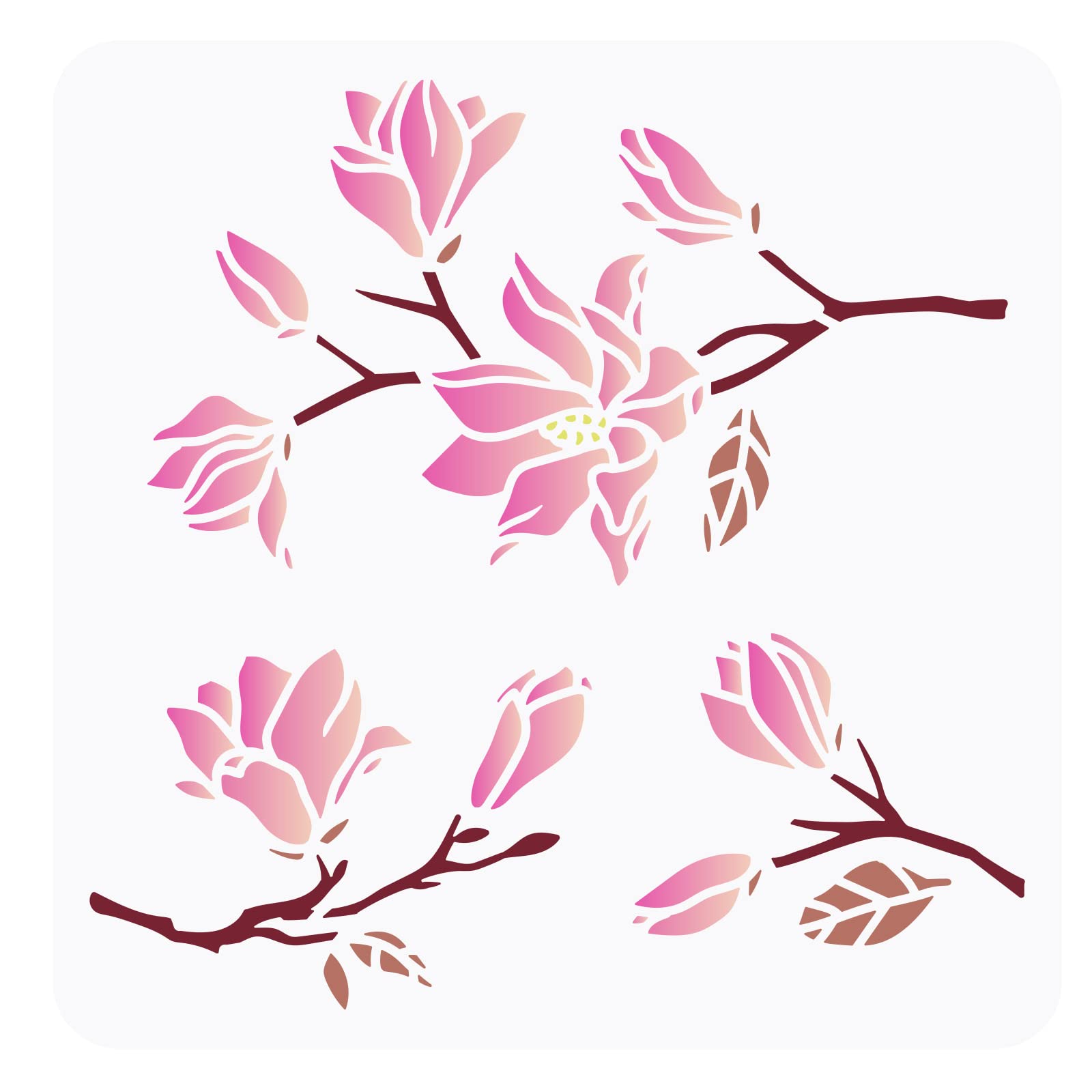 FINGERINSPIRE Magnolias Stencil 30x30cm Reusable Magnolia Floral Drawing Stencil DIY Craft Magnolia Template for Home Decoration Spring Nature Flower Stencil for Wood Wall Furniture Painting
