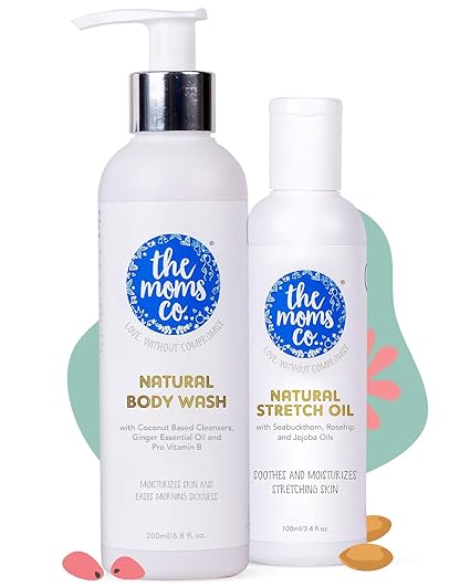 The Moms Co. Dry Skin Combo Pack with Body Wash, 200ml and Stretch Oil, 100ml