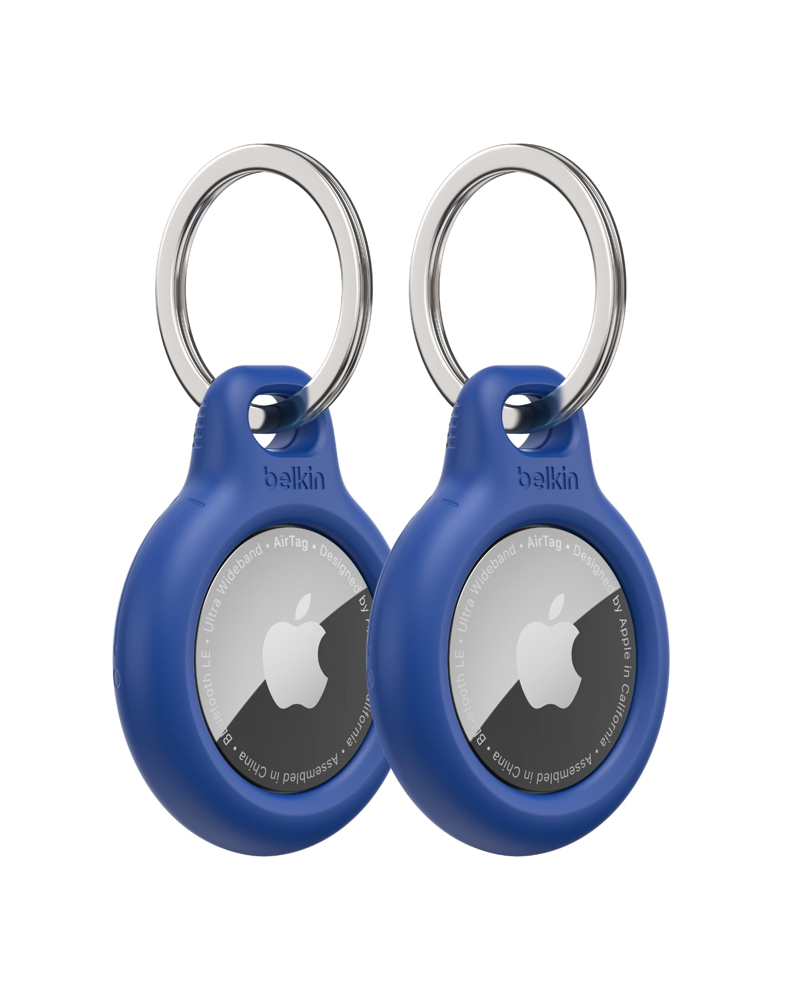 Belkin AirTag Case with Key Ring (Secure Holder Protective Cover for Air Tag with Scratch Resistance Accessory) – 2-pack, Blue, MSC002BTBL
