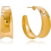 MIJENITI Dainty Gold Hoop Earrings for Women Chunky Large 14K Gold Huggies Hoop Earring Lightweight Open Hoops Earrings