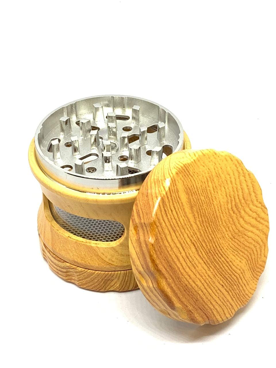 TPLF Wooden Grinder, Spice Grinder, 4 Parts with Pollen Collector, 63 mm (Light Brown)