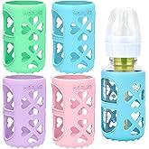 MORLIKE 4 Pack Silicone Sleeves Fit for 4 oz/120 mL Dr. Brown's Natural Narrow Glass Baby Bottle, 100% Silicone Covers Protect Glass Bottle, Easy to Grip Baby Bottle Holders for SB41001-P4, SB42003-P2