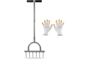 Enlfjoss Lawn Spike Aerator, Manual Lawn Aerator,Gardening Lawn Aerator for Compacted Soils and Lawns, Non-Slip T-Handle Grass Spike Aeration with Six 3.9" Solid Steel Spikes