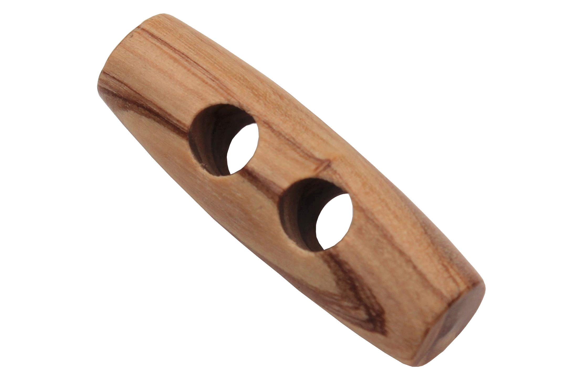 Pack of 5 wooden buttons made of real olive wood toggle oval European production wooden buttons, natural buttons