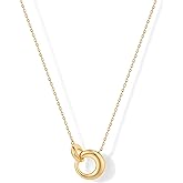 PAVOI 14K Gold Plated Dainty Interlock Pendant Necklace for Women | Circle Link Pendant Necklaces