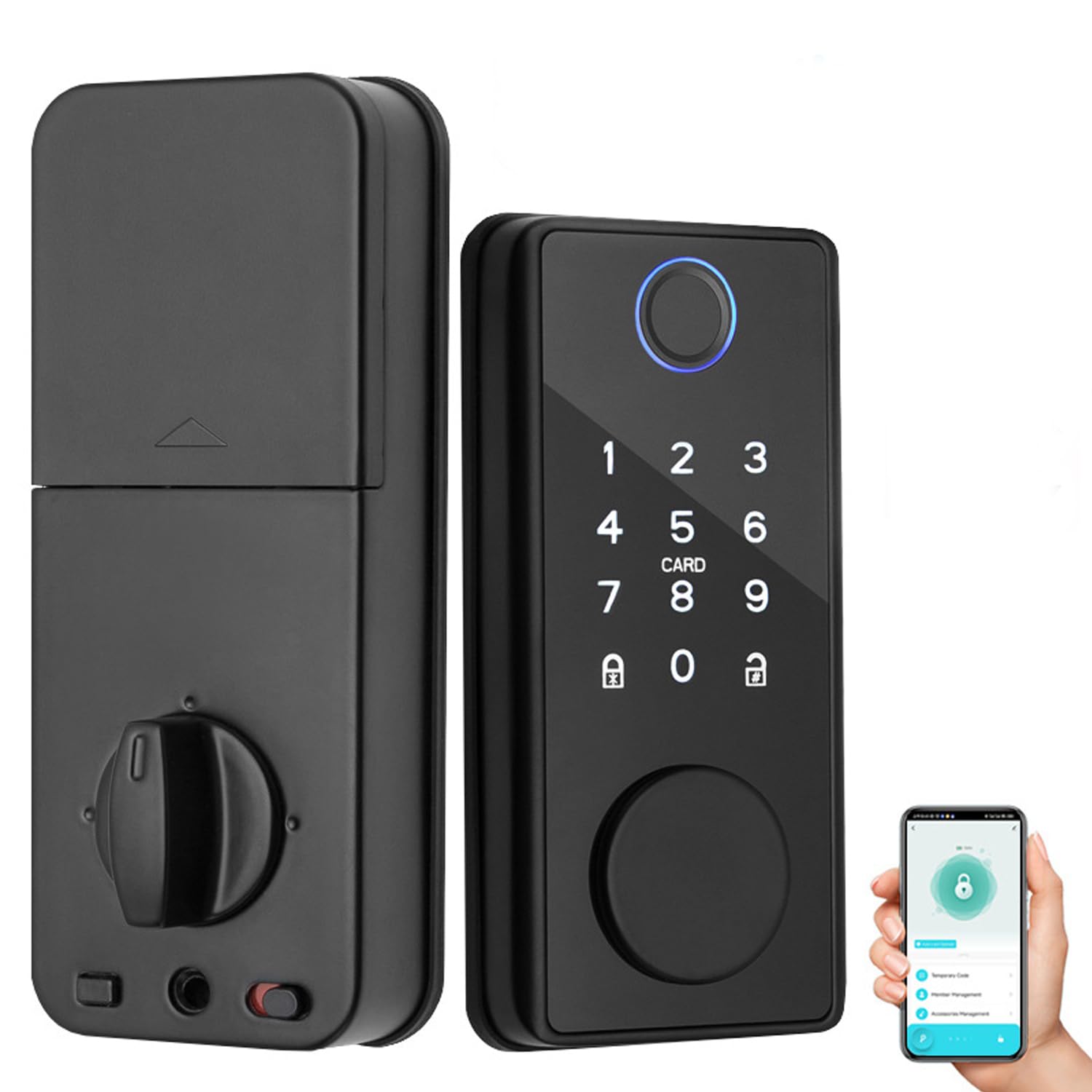 Xenocam Smart Lock Fingerprint Door Lock 5-in-1 Keyless Entry Door Lock Smart Door Lock with App Control, Electronic Deadbolt Biometric Locks for Front Door with Touchscreen Keypad, XX01