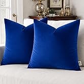 Mango Muse Velvet Pillow Covers 18x18 Set of 2 | Soft Plush Decorative Throw Pillow Cases | Hidden Zipper Home Decor (Royal Blue)