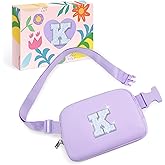 COSHAYSOO Purple Belt Bag Crossbody Initial Fanny Waist Pack Small Cute Birthday Nurse Day Appreciation Easter Gift for Teen Girls 10 12 13 14 Year Old Preppy Trendy Stuff Letter K