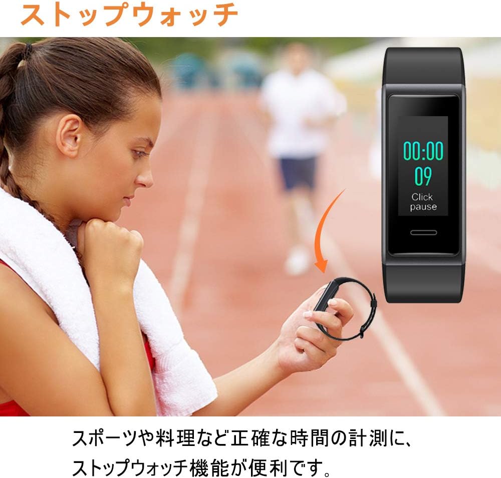 Yamay スマートウォッチ 歩数計 心拍計 活動量計 ストップウォッチ 着信通知 睡眠モニター IP68防水 スマートブレスレット
