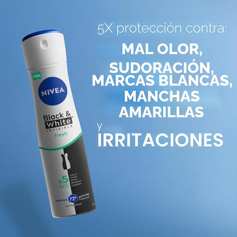 Spray antitranspirante preto e branco fresco, 150 ml