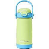 Fimibuke Kids Insulated Water Bottle with Straw Lid & Handle - 14oz BPA FREE 18/8 Stainless Steel Metal Tumbler Leak Proof Double Wall Vacuum Kids Cup Toddler Water Bottle for School Boys Girls