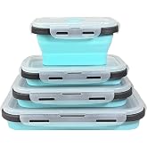 Guyuyii 4 Pack Collapsible Food Storage Containers with Lids, 4 Sizes | 12/17/27/40 oz Silicone Food Storage Containers for RV, Camping, Meal Prep, Dorm Rooms - Microwave/Freezer/Dishwasher Safe
