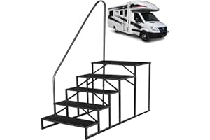 FRUYYZL Hot Tub Steps with Handrail｜5 Step RV Steps Outdoor RV Stair with Anti-Slip Pedals｜Update 3.0 RV Ladders for Travel Trailers｜Heavy Duty Mobile Home Steps for Camper, Porch, Spa